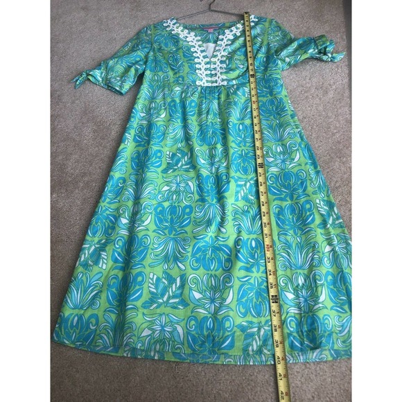 Lilly Pulitzer Andover Lawn Dress Sz 10 Fits 8 Lime Turquoise Embroidered - Picture 5 of 8